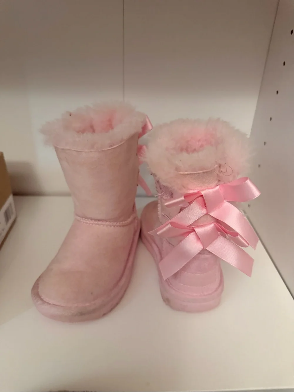 UGG Pink Satin Bow Back Kids Boots